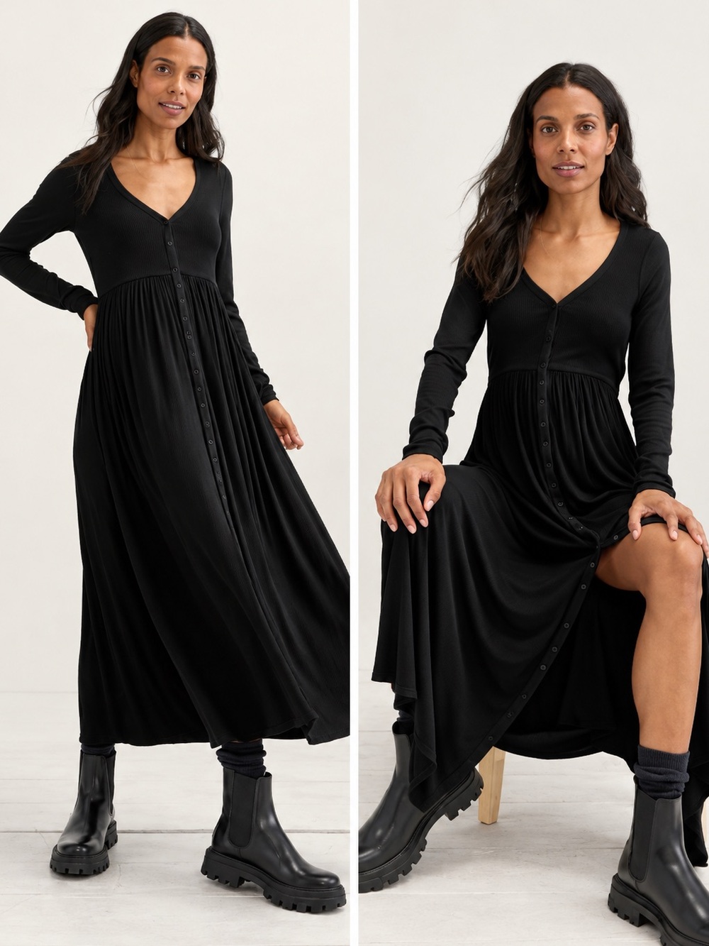 Hatch The Softest Rib Long Sleeve Maternity Nursing Dress Size 2 Medium